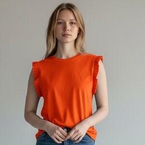 Loft orange and cotton blend bright color tops L NWT